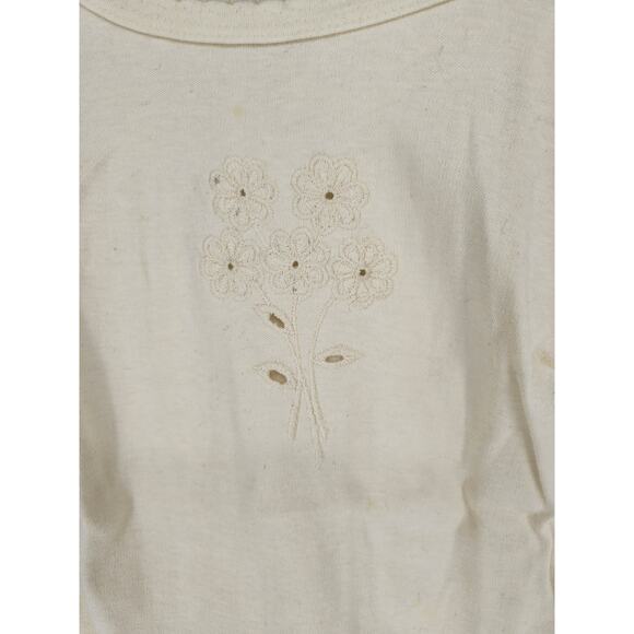 Sears Women's Cream Sleeveless Round Neck Flower Embroidered Tank Top Size L - Picture 2 of 5